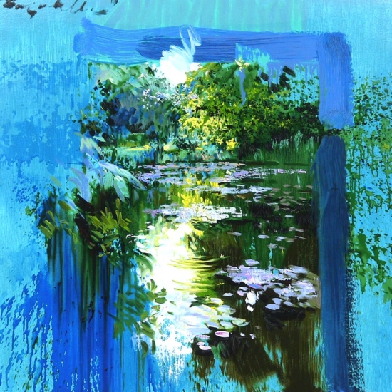 ホアキン・トレンツ・リャドの絵画作品　タイトルは、バガテルの湖 LAGO DE BAGATELLE